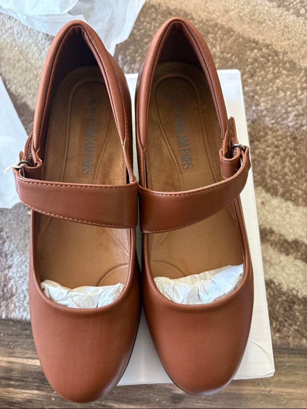 Dream Pairs Women's Cognac Mary Jane Flats - Picture 2 of 5